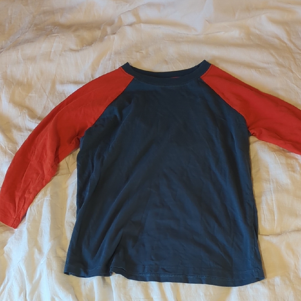 Pact Organic Kids 3/4 Sleeve Tee in Navy and Orange